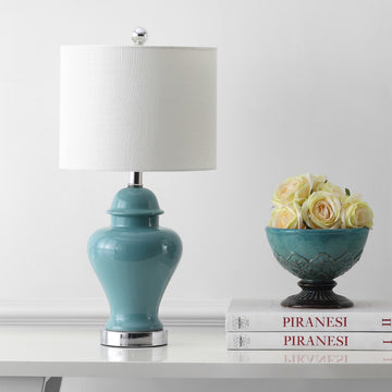 Qin 22" Ceramic/Iron Classic Cottage LED Table Lamp - JONATHAN Y